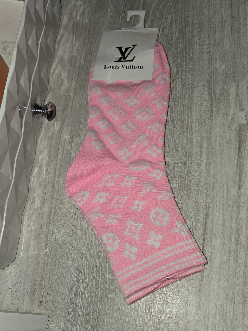 Louis Vuitton Pink Monogram Crew Socks